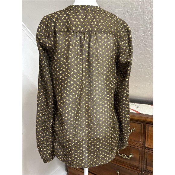 Ann Taylor Loft Light Long Sleeved Brown and Tan‎ Full Print Blouse Size Small - Picture 2 of 7